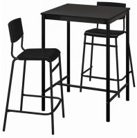 ซันด์เบรย์/สตีก โต๊ะบาร์และบาร์สตูล 2 ตัว, ดำ/ดำ, 67x67 ซม. (SANDSBERG/STIG Bar table and 2 bar stools, black/black, 67x67 cm)