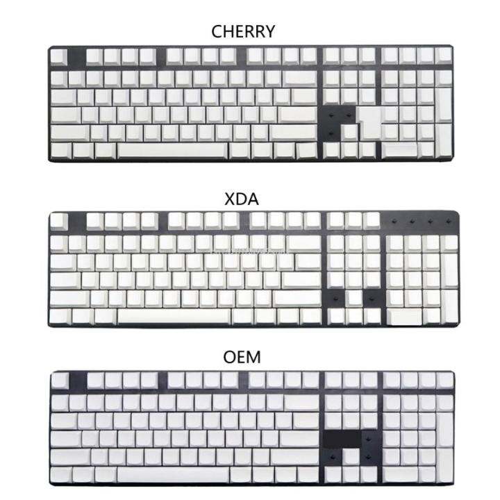 108 PBT Blank Keycaps Cherry OEM XDA Profile Gamer No Letter White