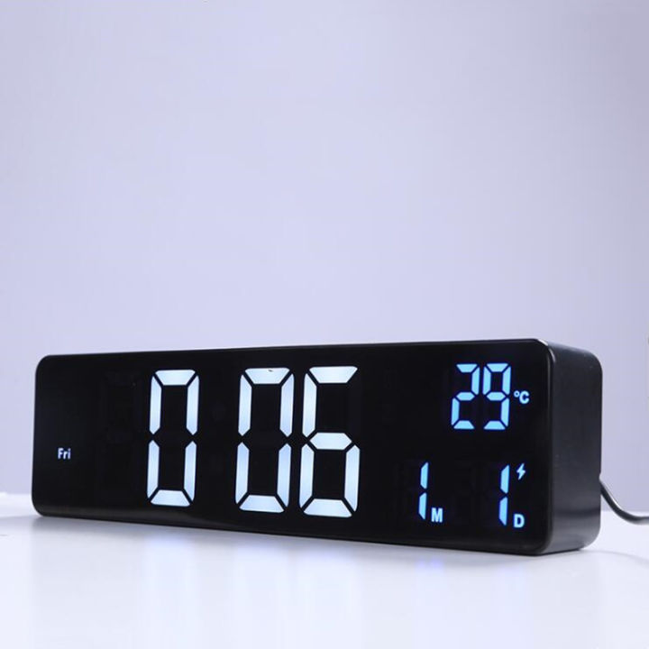นาฬิกาปลุกดิจิตอลอุณหภูมิวันที่นาฬิกาปลุกคู่การควบคุมเสียงนาฬิกาตั้งโต๊ะอิเล็กทรอนิกส์เลื่อนผนัง-led-นาฬิกาสำหรับห้องนั่งเล่น-x78