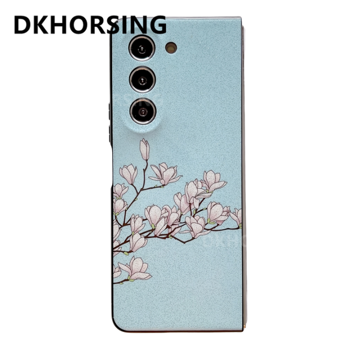 dkhorsing-เคสกันกระแทก5-2023พับได้5ดอกไม้แวววาวลาย-fold5การ์ดเคสโทรศัพท์บลูเรย์ปลอกสำหรับ-samsung-กาแลคซีหรูหรา