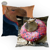 Capybara Club Pillow Case Peach Skin Humor Funny Suits Pattern Gifts Comfortable Soft Sofa Cushions Cover Party Wedding Decor