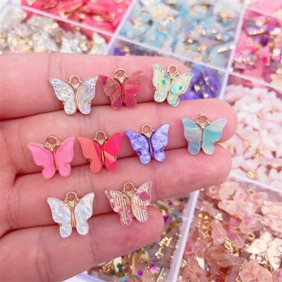 New 16 Colors Colorful Cute Butterfly Pendant DIY Jewelry Mmaking Butterfly Earrings Jewelry Accessories Wholesale Animal Charm Headbands