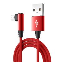 AOROU สายดาต้าแบบที่ชาร์จเร็วสายถักรูปตัว L สายสายชาร์จสายไมโคร USB แบบข้องอ90องศาลวดโทรศัพท์มือถือสายชาร์จสายชาร์จความไวสูง