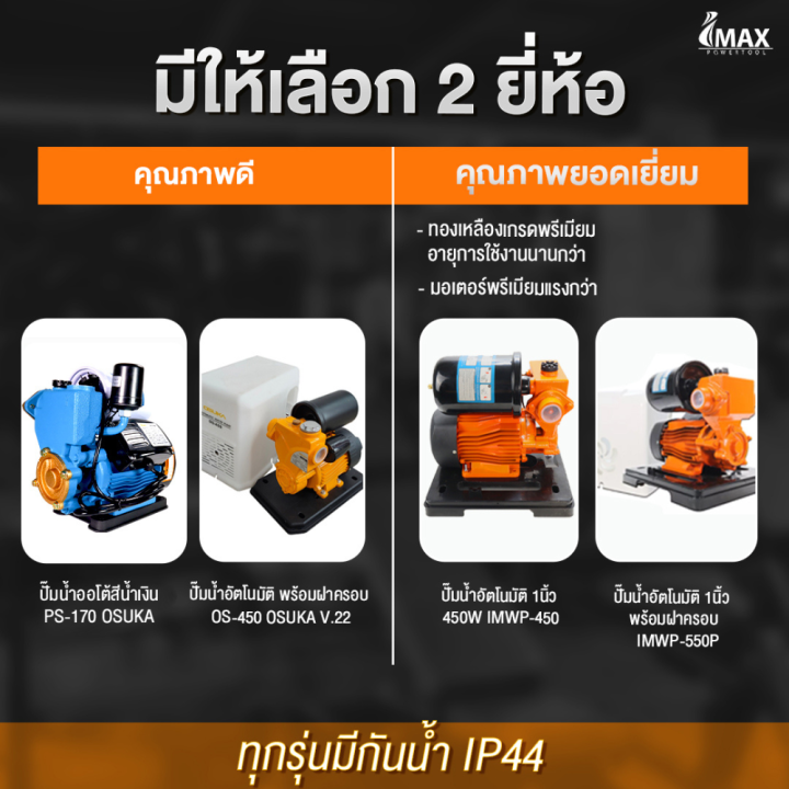 ปั๊มน้ำออโต้-osuka-imax-ปั๊มน้ำอัตโนมัติ-auto-ปั๊มน้ำ-ปั๊มการเกษตร-ปั๊มใช้ในบ้าน-ปั๊มน้ำบ้าน-ปั๊มเปลือย-มีฝาครอบ-ไม่มีฝาครอบ-ปั้มน้ำ-ปั้ม