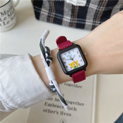 【Hot Sale】 Youth cute square forest watch womens simple girl boys all-match fresh junior high school student party