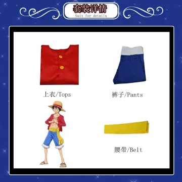 DAZCOS Luffy Cosplay Wano Country Anime Costume Outfit Shirt Pants