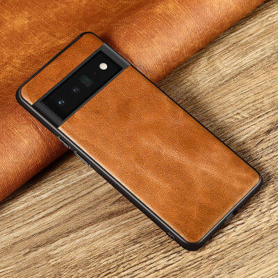 Cowhide หนังแท้กรณีศัพท์สำหรับ Pixel 7 6 Pro 8 7A 6A 6 5 4 4A พิกเซล5A 5กรัมหรูหรา360เต็มครอบคลุมปกเชลล์