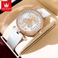 OLEVS Jam Tangan Perempuan Waterproof Original Angel Wings Leather Watch Women Casual Quartz Ladies Wrist Watches 【BYUE】