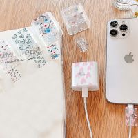 Casing Pelindung Winder Kabel Pengisi Daya Silikon untuk Apple Iphone Pengisi Daya Cepat 18/20W Pelindung Kepala USB Saluran Tanggal Imut Bunga Cinta