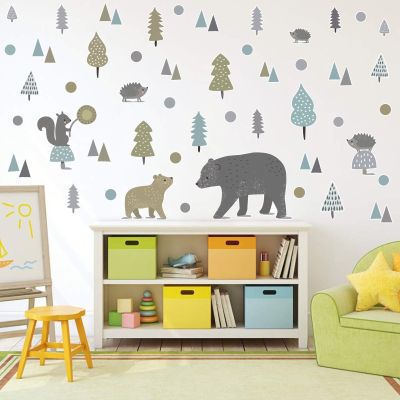 Tofok Nordic Animal Childrens Room Creative Graffiti Dot Forest Bear Decoration Wall Stickers for Baby Room Wall Decor Mursals