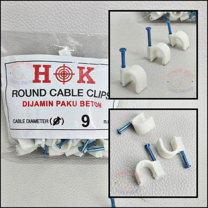 [ Termurah ] Klem Kabel Paku Beton Isi 50pcs Klem Paku Hok Ukuran 9mm