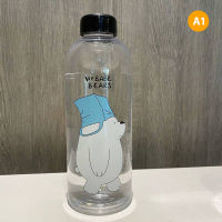 feibeinan66 1000ml CUTE PANDA Bear CUP พลาสติกโปร่งใส Frosted Cartoon waterbottle