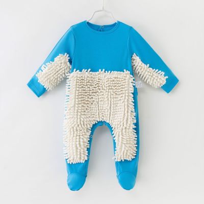 Baby Mop Rompers Outfit Uni Rompe Boy Girl Polishes Floors Cleaning Mop Suit Cleaning Mop Sui Kids Crawls Toddler Jumpsuit