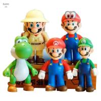 BUANARN 18ชิ้น/เซ็ตของขวัญวันเกิดหุ่นมาริโอสุดๆของตกแต่งบ้าน PVC ซีรีย์ Game Mario ซูเปอร์มาริโอหุ่นหุ่นจำลองไดโนเสาร์แอคชั่นของเล่นโมเดลชุดซูเปอร์มาริโอ