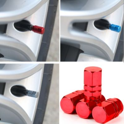 【CW】 4pcs Car Tire Cap Bolt-in Aluminum Tubeless Stems With Dust Caps  aluminum alloy Material