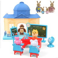 Childrens toys 112 Forest Animal Family Scene Dollhouse Hospital Classroom Playhouse Dollhouse Furniture Set Gift