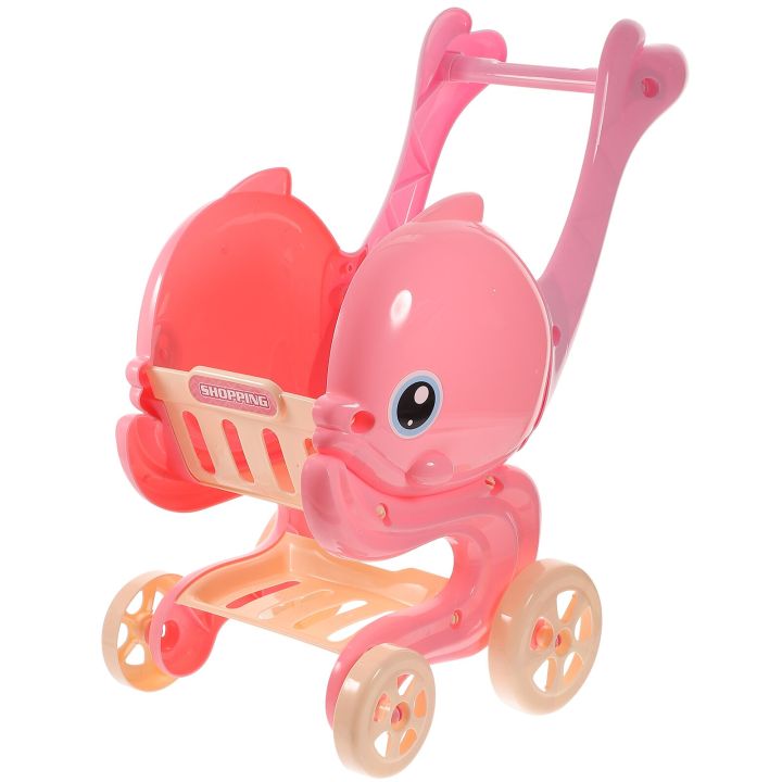 ของเล่นรถเข็นซื้อของพลาสติกรถเข็นเด็กทารกขนาดเล็กตะกร้าของเล่นของชำสำหรับเด็กวัยหัดเดิน