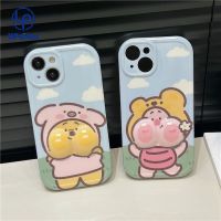 เคสสำหรับ iPhone 15 11 14 13 12 Pro Max X XR Xs Max 8 7 6 Plus SE 2020การ์ตูนตลกน่ารัก3D หมีคู่เลนส์เคสโทรศัพท์ใบหน้าใหญ่ฝาครอบด้านหลังเนื้อนิ่ม TPU ป้องกันเต็มรูปแบบ