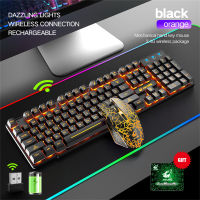 คีย์บอร์ดเกมไร้สายและเมาส์ Combo พร้อม Rainbow LED Backlight Rechargeablle Keyboard Set สำหรับแล็ปท็อปคอมพิวเตอร์ตั้งโต๊ะ # G3