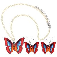 Bonsny Statement Acrylic Floral Butterfly Jewelry Sets Earrings Drop Necklace Collar Cheap Trendy Insect Gift For Women Girls