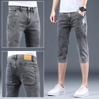 Summer New Slim MenS Jeans Elastic Pants 7 -Point Thin