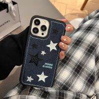 yqcx001 sell well - / Cute Denim Fabric Embroidery Star Phone Case For iPhone 14 13 12 11 Pro Max Silicone Protective Cover For iPhone 14pro Funda