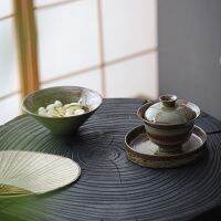 Gaiwan Tureen ชาวทิเบตเผาฟืนญี่ปุ่นโบราณฟืนฝาปิดถ้วยถ้วยชงชาใช้ในครัวเรือนขนาดใหญ่ชุดกังฟูถ้วยเดียว