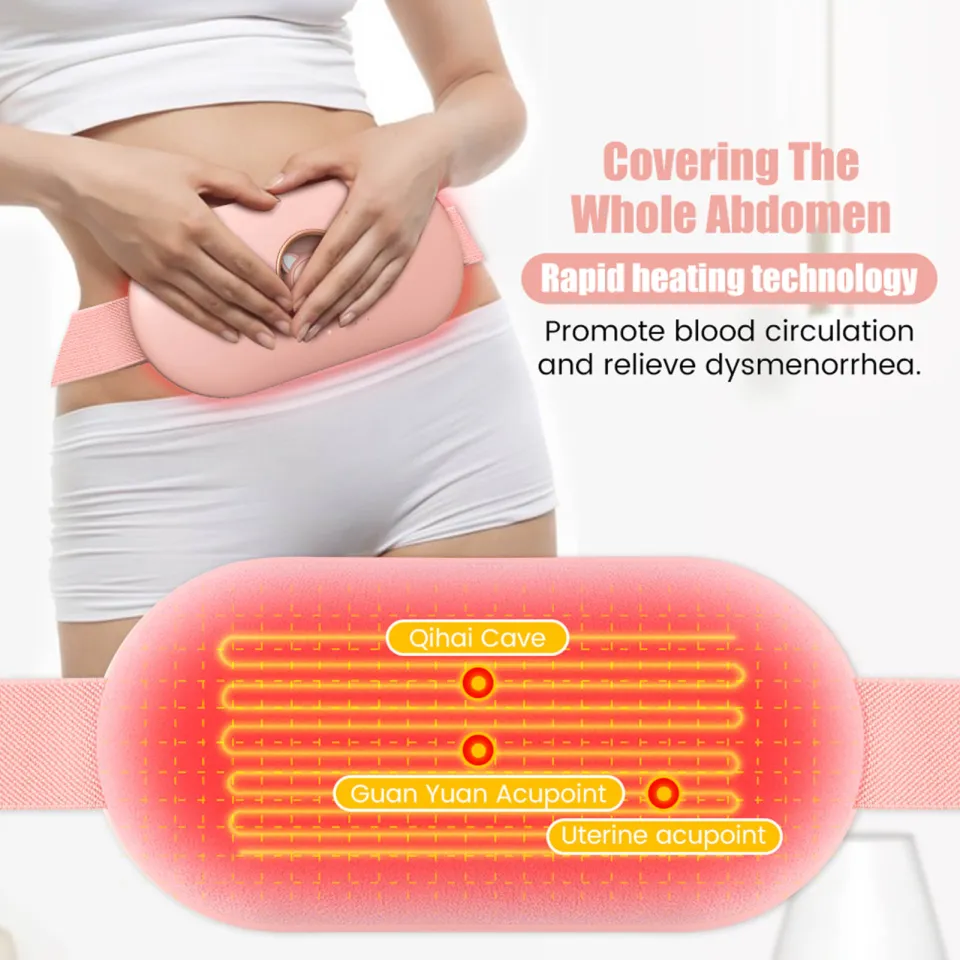 Period Heating Pad for Cramps-Portable Cordless Vibrating Menstrual Heating  Pads,Electric Small USB Heat Pad,Waist Belt Wearable Period Pain Simulator  for Cramp/ Back Pain relief,Gifts for Women Girl 