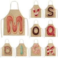 New Alphabet Pattern Kitchen Apron Sleeveless Cotton Linen Childrens Apron Cooking Baking Barbecue Household Cleaning Tool Aprons