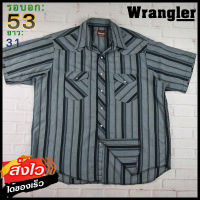 Wrangler®แท้ อก 53 เสื้อเชิ้ตผู้ชาย แรงเลอร์ สีเทา แขนสั้น เนื้อผ้าดี ใส่เที่ยวใส่ทำงาน