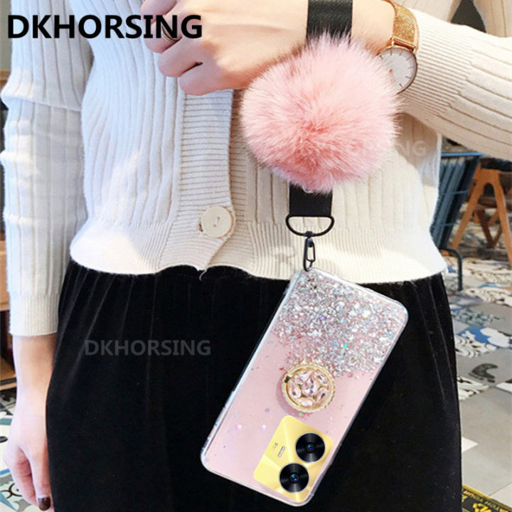 dkhorsing-เคสโทรศัพท์-ins-สำหรับ-realme-c55เคส-c55nfc-realme-10t-5g-ใสดูหรูหรามีกลิตเตอร์สเปซสตาร์ซอฟต์เคส-realmec55-2023-nfc-พร้อมแหวนออกกำลังกายพลอยเทียมสายคล้องมือ