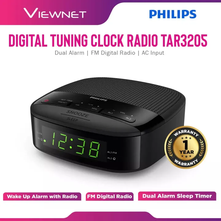 [OEM] Philips Digital FM Tuner Radio TAR3205 Dual Alarm Clock with