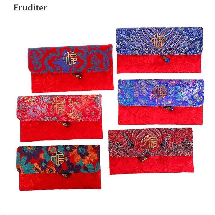 eruditer-ซองจดหมาย-ผ้าสีแดง-ลายดอกไม้-สําหรับปีใหม่