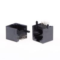 ；‘。、’ 10Pcs RJ45 8P8C Black Computer Internet Network PCB Jack Socket