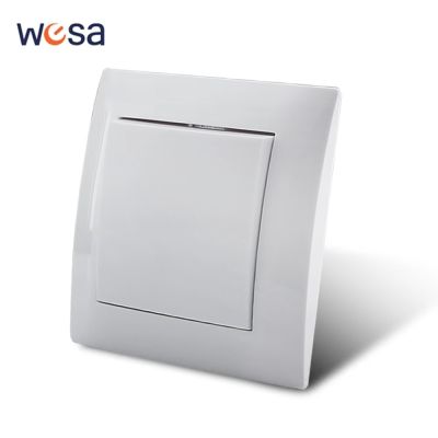 White Classic Flame Retardant Plastic Panel 1 Gang 1 Way Wall Switch On / Off Rocker Switch 16A AC 250V 86mmx86mm