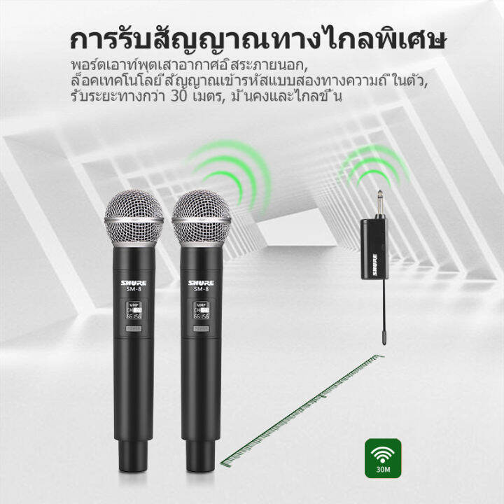 ไมคโครโฟนไร้สาย-shure-sm-8-ไมโครโฟนร้องเพลง-ไร้สายuhf-ไมค์ลอย-ไมค์ลอยแบบพกพา-ชุดรับ-ส่งไมโครโฟนไร้สาย-u-segment-ไมค์คู่แบบมือถือ-wireless-microphone