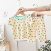 1 2 3 4years Baby Girls Pajamas Floral Cute Leisure Wear Suit Toddler Clothes Short Sleeve Two-piece Children T-shirt Shorts  by Hs2023