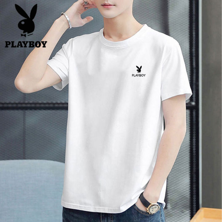 ผู้ชาย-playboy-เสื้อยืดผ้าฝ้ายยี่ห้อแขนสั้นพิมพ์ลาย-t209