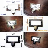 6x Antique Brass Black Silvery Heavy Duty Metal Label Tag Pull Frame Handle File Name Card Holder For Furniture Cabinet Drawer Door Hardware