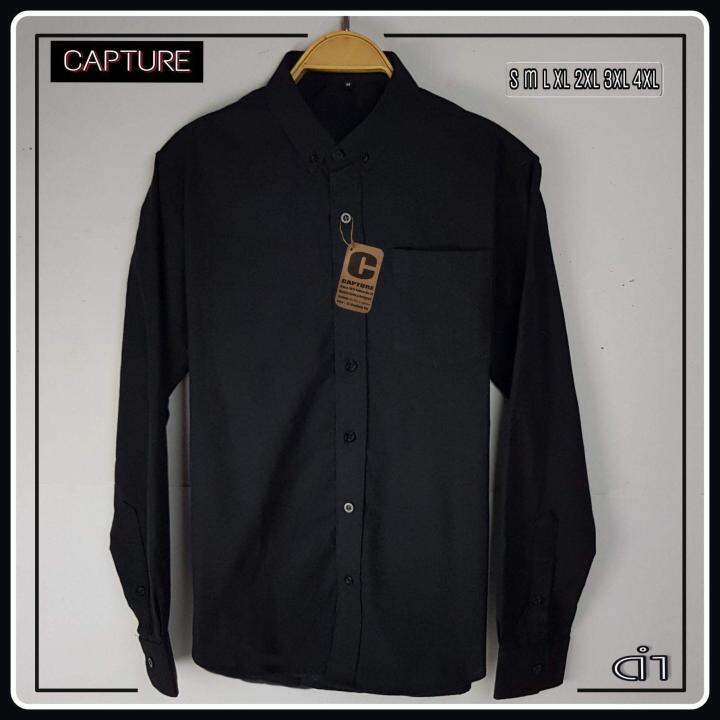 capture-shirt-เสื้อเชิ้ตผู้ชาย-แขนยาว-คอปก-สีดำ-มีถึงอก-48-นิ้ว