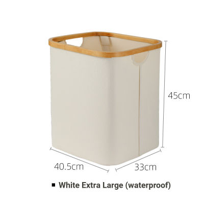 Waterproof Foldable Laundry Basket W Handle Large Bamboo Dirty ClothesToysDebris Multifunction Storage Basket Home Organizer