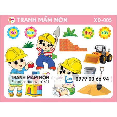 Decal mầm non-GÓC XÂY DỰNG Khổ to 127x80 | Lazada.vn