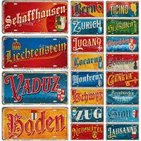 Artisian SWISS Landmark License Plate City Metal Tin Plaque Car Metal Sign Wall Decor Garage Bar Pub Club Hotel Cafe Kitchen  Power Points  Switches S