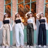 EARNXSHOP | Smock Pants "กางเกงทรงขากระบอก รอบเอวยางยืด ผ้าไมโคร ใส่สบาย"