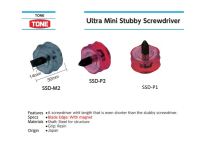 TONE Japan ไขควงเล็ก ไขควงสั้น ไขควงจิ๋ว mini screwdriver ไขควงญี่ปุ่น รุ่น SSD-M2 SSD-P1 SSD-P2