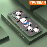 YIWESAN เคสสำหรับ Realme 7 4G Narzo 20 Pro ลายการ์ตูนน่ารัก Pochacco ขอบสี่เหลี่ยมซิลิโคนนิ่มเคสแข็งเคสมือถือฝ้าเคสป้องกันกล้องฝาปิดเลนส์เต็มตัว