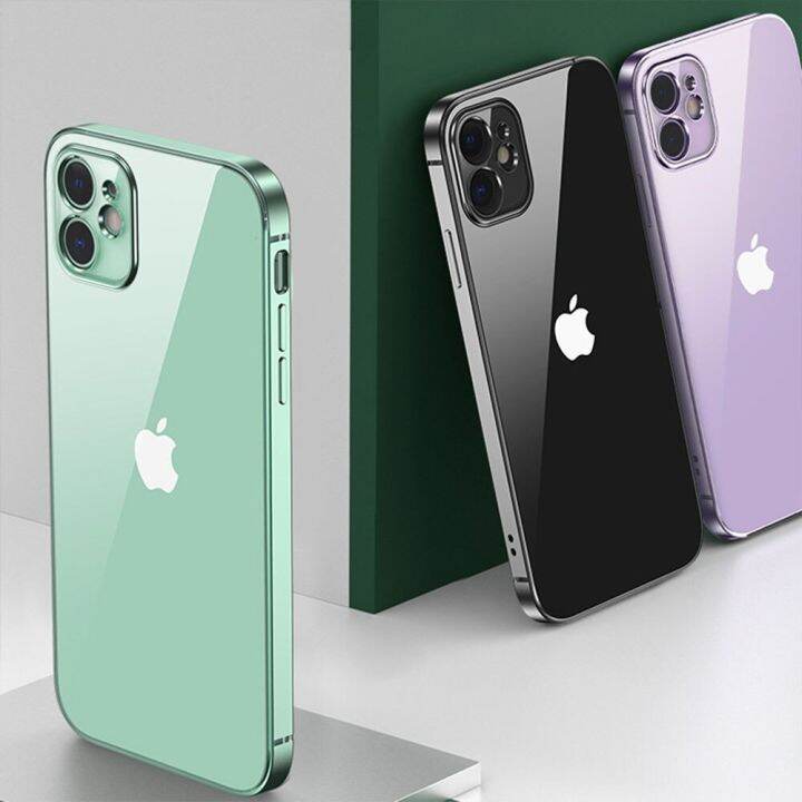 หรูหราชุบสแควร์กรอบกรณีใสสำหรับiphone-12-11-pro-max-iphone-x-xs-xr-7-8พลัสse-2020กรณีเคสโทรศัพท์อ่อนใสปกที่มีอยู่