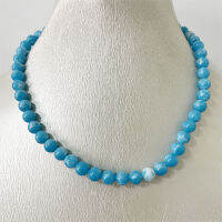 8มม. หินธรรมชาติเขียน Larimar สร้อยคอ Handmade Sea Blue Vein ลูกปัดแฟชั่นเครื่องประดับของขวัญที่ดีที่สุดสำหรับแม่ลูกสาว