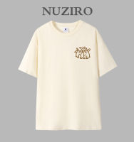 NUZIRO เสื้อยืดแขนสั้นสำหรับผู้หญิงทรงหลวมพิมพ์ลายผ้าฝ้ายเกาหลี