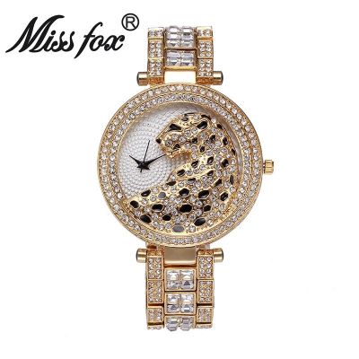 ﹉ Creative Leopard Dial Luxury ทองen Women Crystal Watch Ladies Fashion Casual Dress Wrist Watch Female Animal Clock Montre Femme